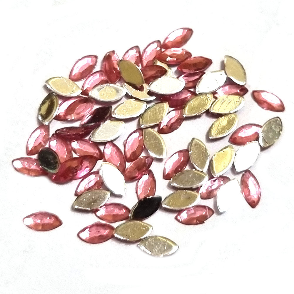 1440 PCS BOAT SHAPE ACRYLIC RHINESTONES FLAT Pink COLOR APPROX SIZE 6X3MM