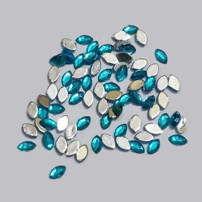 1440 PCS BOAT SHAPE ACRYLIC RHINESTONES FLAT Turquoise blue COLOR APPROX SIZE 2.5x5MM