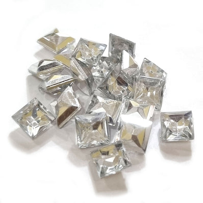 500 pcs pkg. 6mm, Square, clear white stone