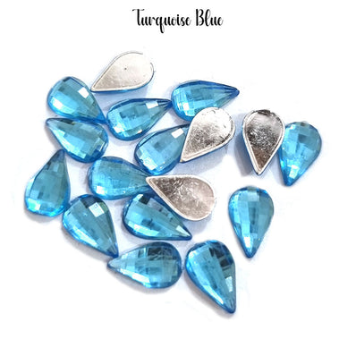 500 PCS. PKG. PACK DROP ACRYLIC CRYSTAL RHINESTONES IMITAION GEMS FOR COSTUME MAKING, FLAT BACK USED IN JEWELLERY ,HOBBY WORK ,NAIL ART ,CRAFT WORK ETC IN SIZE ABOUT 10X6 MILIMETER