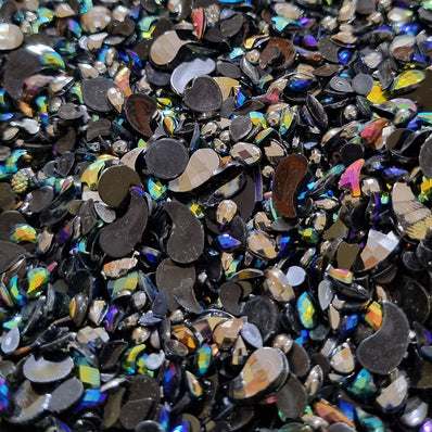 Crystal finish Rhinestones Black Color Assorted Shape 3-8mm Size 1440 Pieces Pack