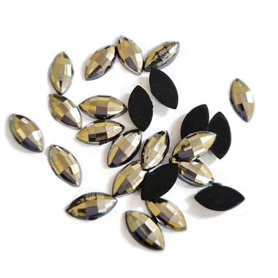 500 pcs Silver metallic Oval boat shape acrylic rhinestones for art and crafts in size about 5x10mm