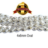 100 PCS. PKG. Silver 925 PLATED BEADS LONG LASTING PLATING, DIAMOND CUT IN SIZE ABOUT 4x6MM, Oval SHPAE