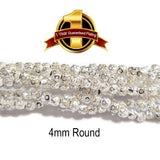 100 PCS. PKG. Silver 925 PLATED BEADS LONG LASTING PLATING, DIAMOND CUT IN SIZE ABOUT 4MM, Round SHPAE