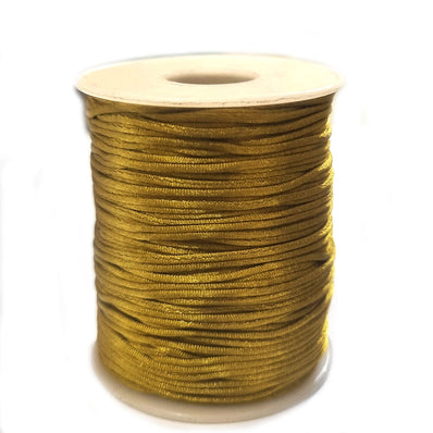 10 Meters Pkg. 2.5-3mm Gold Yellow, Silky Rattail silk Cord Chinese Knot threads