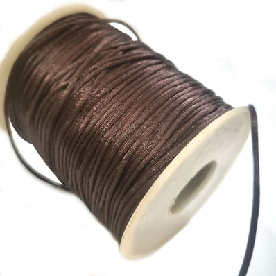 10 Meters Pkg. 2.5-3mm dark brown, Silky Rattail silk Cord Chinese Knot threads