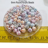 50 Grams Pkg. 6mm Cross designs round acrylic beads