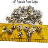 100 pcs mix bead cap metal alloy random mix