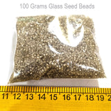 100 Grams 11/0 size silver line glass seed beads Old