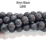 8 MM SIZE'  AA QUALITY LAVA BEADS' 46-47 BEADS APPROX SOLD BY PER LINE PACK