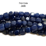 Per line Blue Jade Cube Shape,  size about 7mm, approx 52~53 beads