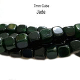 Per line Very dark green Jade Cube Shape,  size about 7mm, approx 52~53 beads