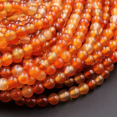 Natural Carnelian 8mm Round Beads Highly Polished Finish Natural Red Orange Gemstone 15.5" Strand about 47~48 beads