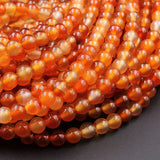 Natural Carnelian 8mm Round Beads Highly Polished Finish Natural Red Orange Gemstone 15.5" Strand about 47~48 beads