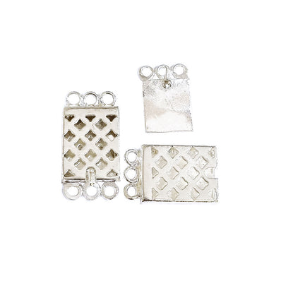 2pcs pkg. 3 Loops Square Shaped Jewerly making Clasp in Silver Anti Tarish,Brass Material