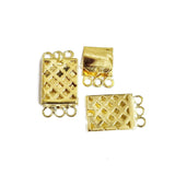 2pcs pkg. 3 Loops Square Shaped Jewerly making Clasp in Gold Anti Tarish,Brass Material
