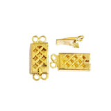 2pcs pkg. 2 Loops Square Shaped Jewerly making Clasp in Gold Anti Tarish,Brass Material