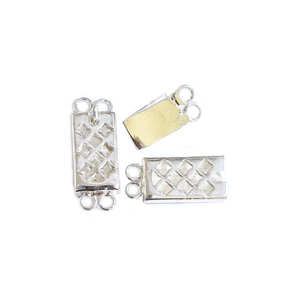 2pcs pkg. 2 Loops Square Shaped Jewerly making Clasp in Silver Anti Tarish,Brass Material