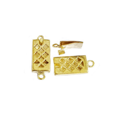 2pcs pkg. Single Loop Square Shaped Jewerly making Clasp in Gold Anti Tarish, Brass Material
