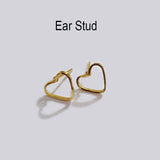 3 Pairs Pkg. (6pcs) Gold plated Ear tops stud Heart shape