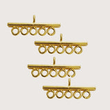 4pcs Pkg. 5 Loop Connector Bar Gold Plated Anti Tarnish Handmade Best quality