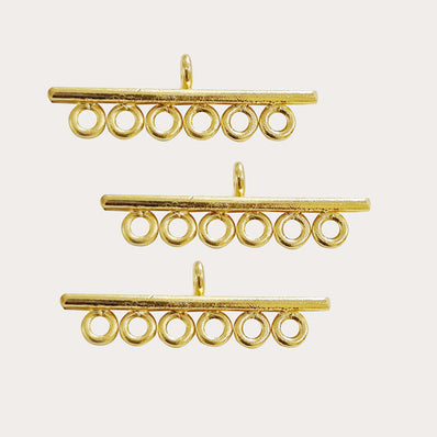 4pcs Pkg. 6 Loop Connector Bar Gold Plated Anti Tarnish Handmade Best quality