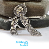 4 PIECES PACK. Silver Krishna Pendants for Jewelry Making