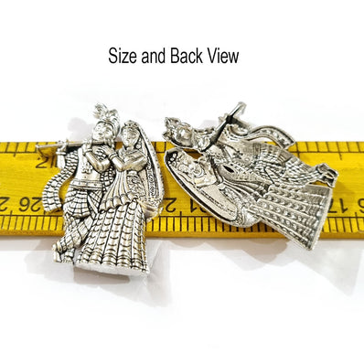 5pcs Pkg. Radha Krishna Silver Pendants for Jewelry Making