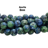 8mm Azurite gemstone beads sold per line 15 inches long