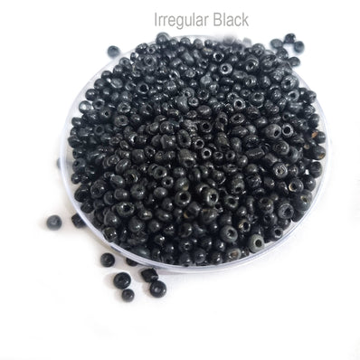 200 Grams Black Glass Seed Beads mix size 11/0~6mm Irregular Shape Vintage Look