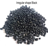 100 Grams pkg. Black Irregular Shape Glass seed beads Old/Vintage