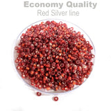 100 Grams Pkg. Red Old/Vintage Silver line Red glass seed beads in size about 11/0