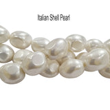 Italian Shell Pearl Beads Oval tumble shape Sold Per Line about 26 Beads in size about 13x16mm