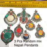 3pcs Random Mix 2 Kind of Mix Pendants Temple and Nepali Vintage  Pendants