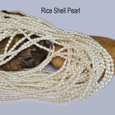High quality Italian Shell Pearl, Rice shape pearl, in size abut 2x3mm Sold Per line