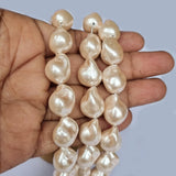 Per Line about 25 beads Cream tone Baroque Pearl Shell Beads natural