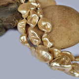 Per Line about 25 beads Gold Tone Baroque Pearl Shell Beads natural