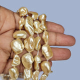 Per Line about 25 beads Gold Tone Baroque Pearl Shell Beads natural