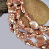 Per Line about 25 beads, Rose Gold, Baroque Pearl Shell Beads natural