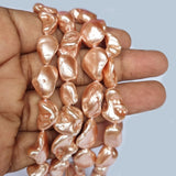 Per Line about 25 beads, Rose Gold, Baroque Pearl Shell Beads natural