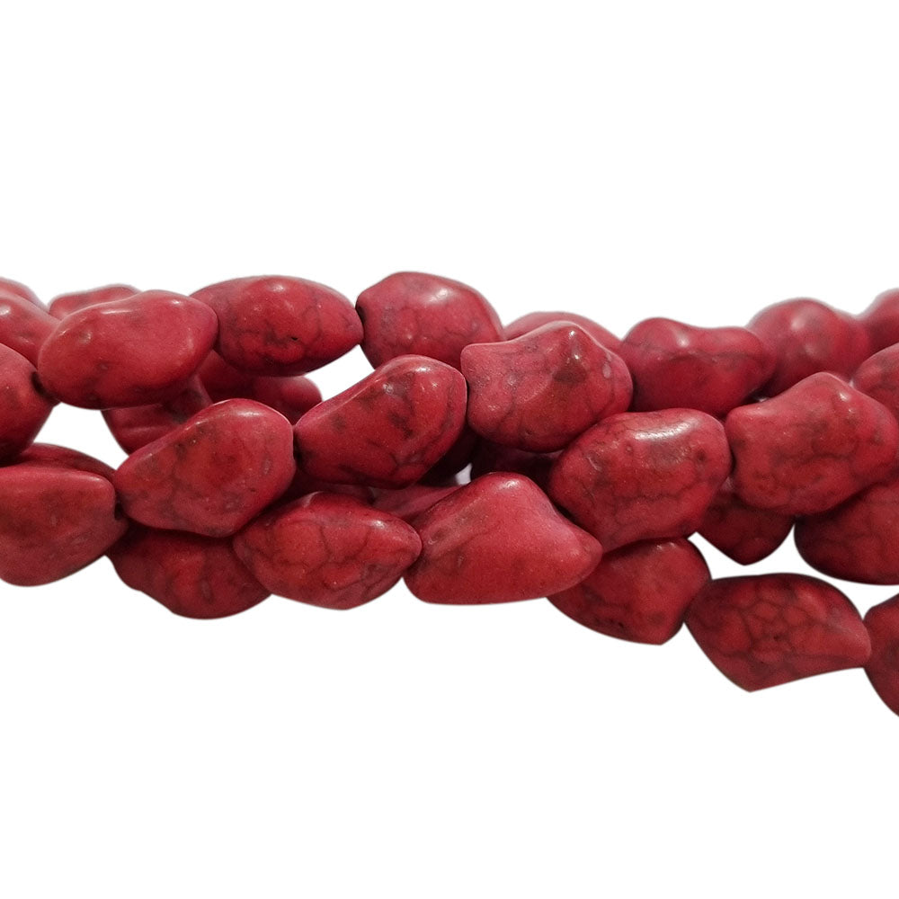 5 String, each 16 inches string, Synthetic, Gemstone, Red color,  Tumble shape, Howlite beads size about 9x12mm, about 180+ pcs beads