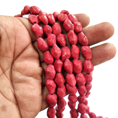 5 String, each 16 inches string, Synthetic, Gemstone, Red color,  Tumble shape, Howlite beads size about 9x12mm, about 180+ pcs beads
