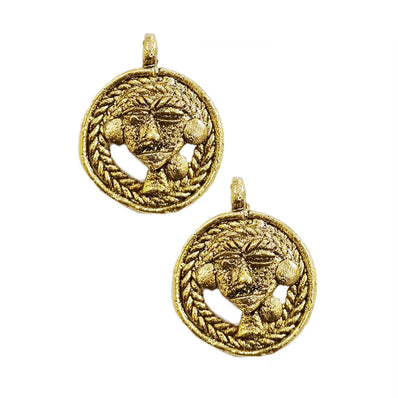 5 pcs pkg. handmade dhokra Pendants charms