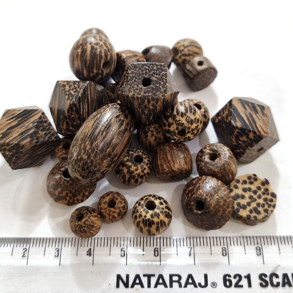 30Pcs Mix Palm Wood beads handmade for vintage tribal jewelry making