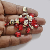 100pcs pkg. square rhinestone acrylic base red color