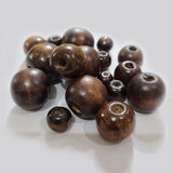 50grams pkg. Mix wood beads 8mm to 20mm sizes mix