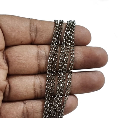1 Piece Pack of 85 Cm Long' Best Quality 3-3.2 mm Gunmetal Polish chain for jewelry making