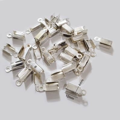 100 Pcs Pack Silver Plated Tips Cord end jewelery making findings