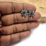 5 pairs pack stoned green, silver, oxidized earring making tops Stud