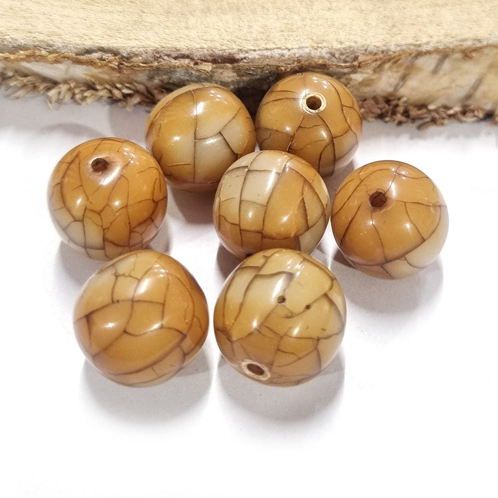 10pcs Resin beads Crackle Brown color, about 18mm size